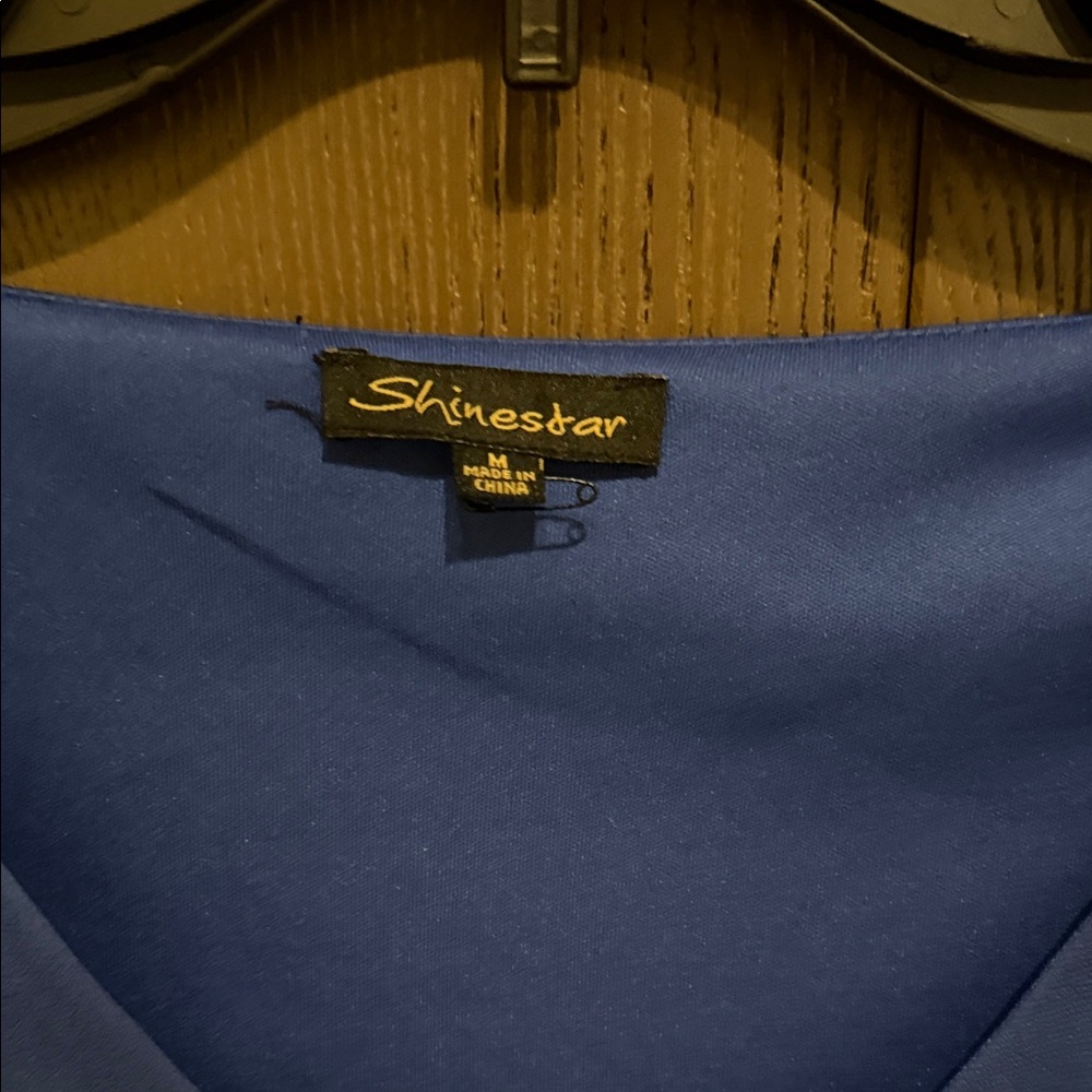 Shinestar Deep Blue V-Neck Blouse - Picture 2 of 4